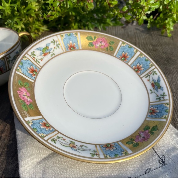 Antique U.C. Limoges France Double Handled Bouillon Cup & Saucer Vintage - Picture 9 of 16